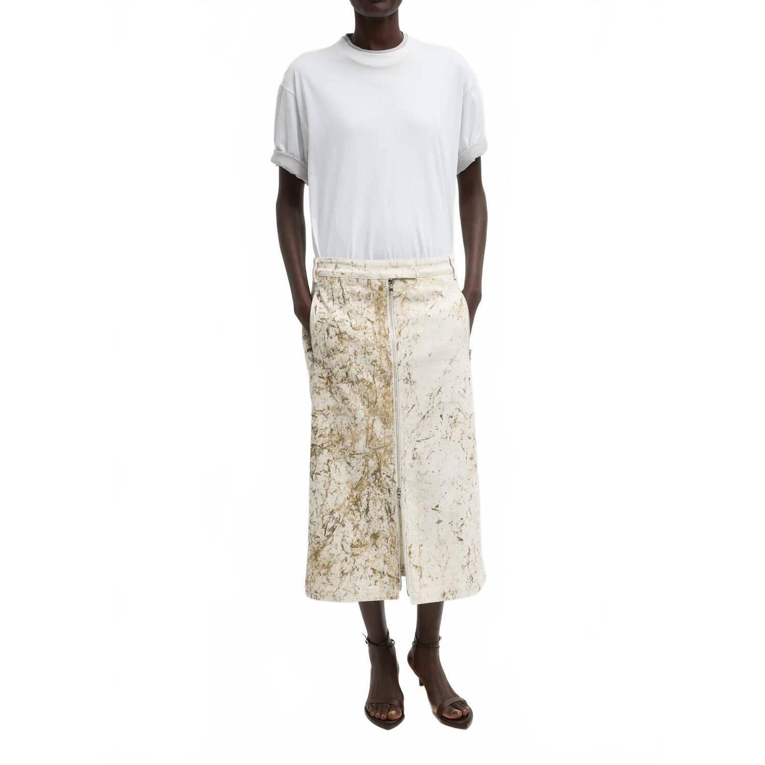 New Tibi Calcimin Denim Midi Trouser Skirt